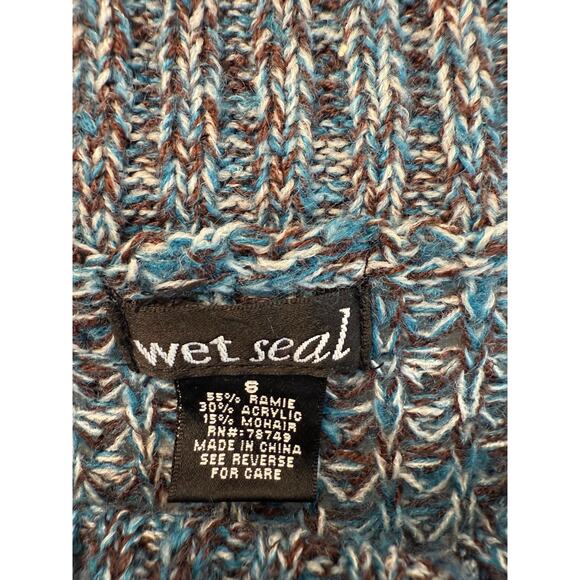 VTG Y2K Wet Seal Mohair Blend Off Shoulder Cowl Neck Sweater Goth Grunge Boho S - Picture 5 of 6